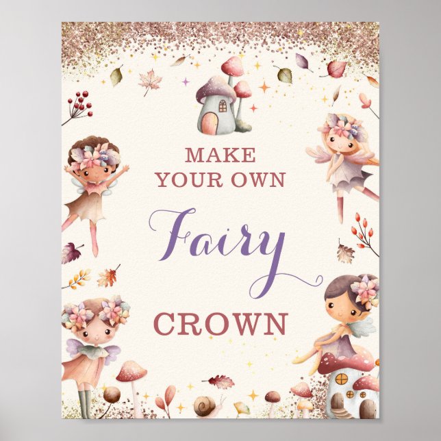 Fall Fairy Birthday Party Games Sign - 8x10 (Front)