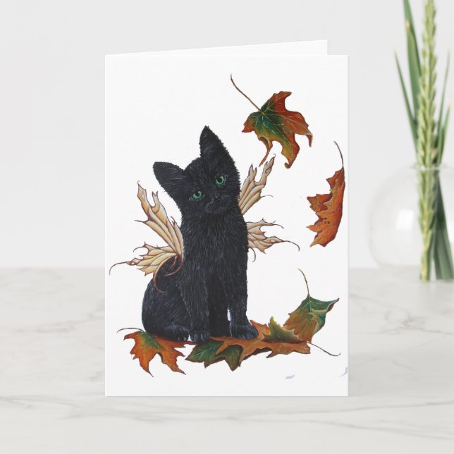 Fall Fairy Cat Card (Front)