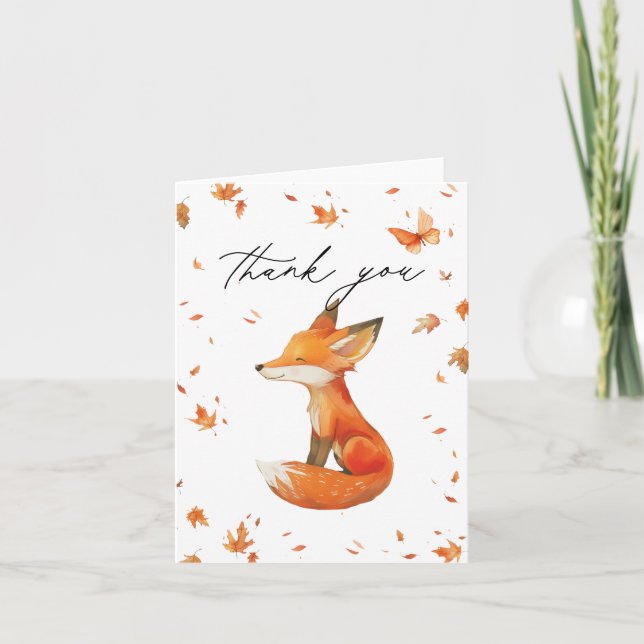 Fall Fairy First Birthday Thank You with a Fox (Front)