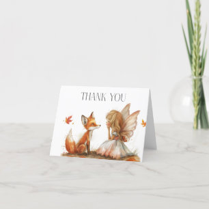 Fall Fairy First Birthday Thank You with a Fox Card