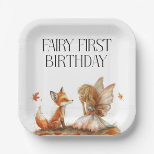 Fall Fairy First Birthday Thank You with a Fox Paper Plate