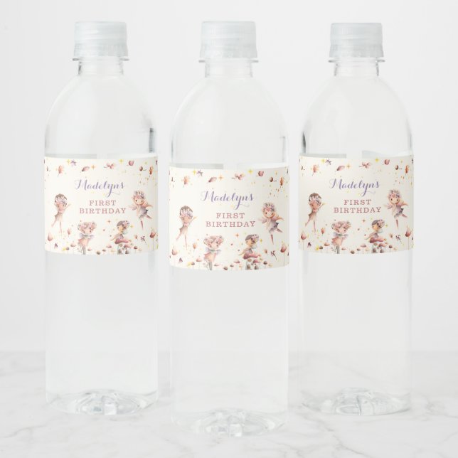 Fall Fairy Girl Birthday Water Bottle Labels (Bottles)