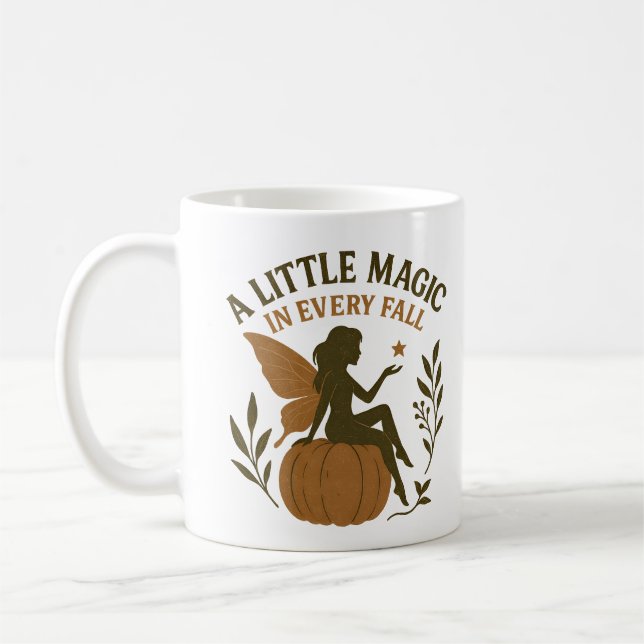 Fall Fairy Pumpkin –“A Little Magic in Every Fall" Coffee Mug (Left)