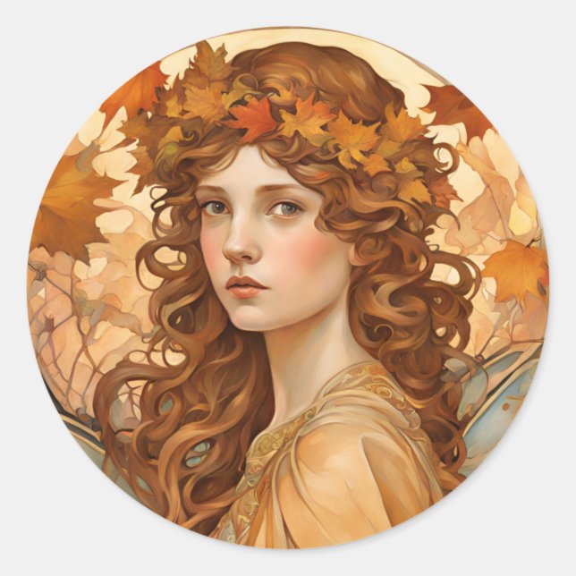Fall Fairy  round sticker (Front)