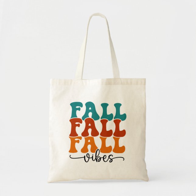 Fall Fall Fall Vibes Calligraphy Script  Tote Bag (Front)