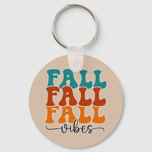 Fall Fall Fall Vibes Typography Script Key Ring