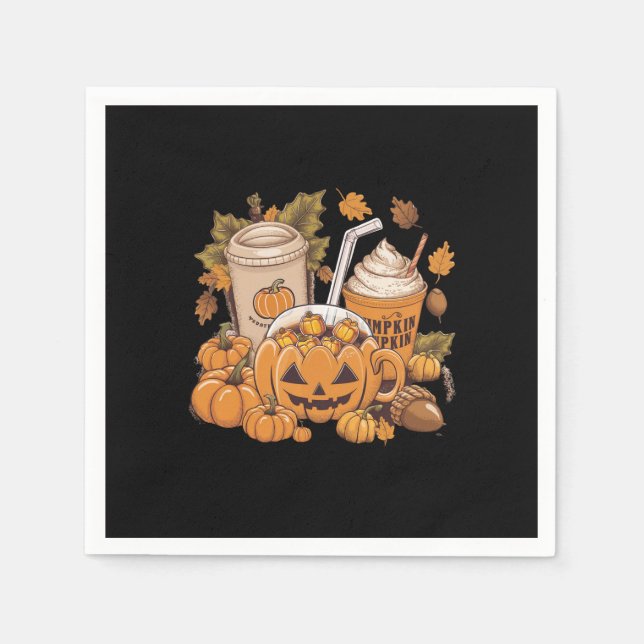 Fall Family Halloween Thanksgiving Cute Autumn Napkin (Front)