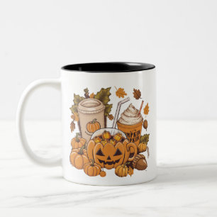 Fall Family Halloween Thanksgiving Cute Autumn Two-Tone Coffee Mug