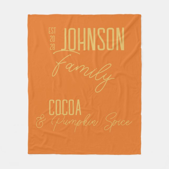Fall Family Pumpkin Spice Orange Fleece Blanket (Front)
