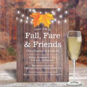 Fall, Fare & Friends Autumn Leaves String Lights Invitation