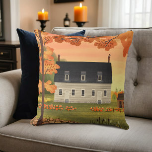 Fall Farm House Autumn Pumpkin   Square Cushion
