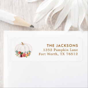 Fall Farm House White Pumpkin Return Address Label