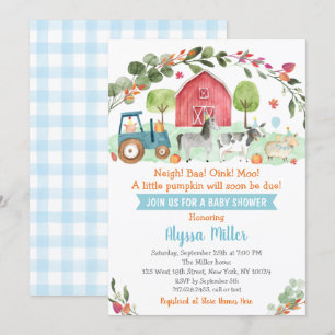Fall Farm Pumpkin Baby Shower Invitation