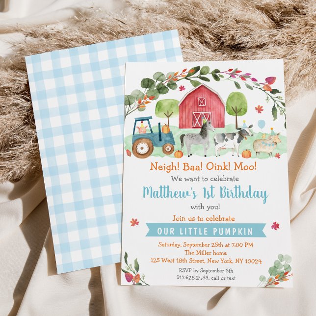 Fall Farm Pumpkin Birthday Invitation (Creator Uploaded)
