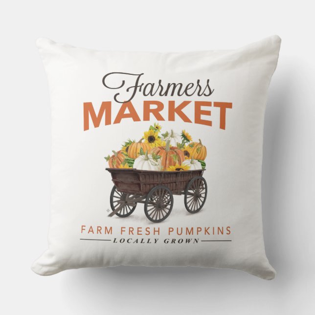 FALL FARMERS MARKET PUMPKIN AND SUNFLOWERS CUSHION (Front)