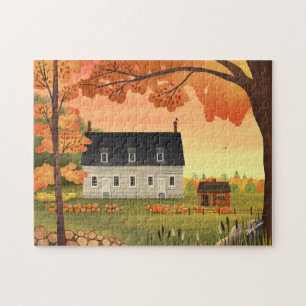 Fall Farmhouse Autumn Pumpkin Patch Jigsaw Puzzle