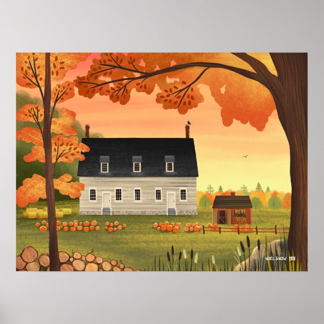 Fall Farmhouse Autumn Pumpkin Patch Poster (Front)