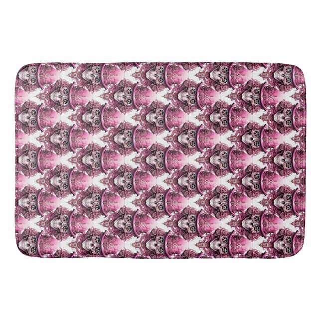 Fall Fashion Skull with Top Hat Steampunk Bath Mat (Front)