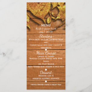 Fall Faux Gold Leaf Art Elegant Autumn Menu