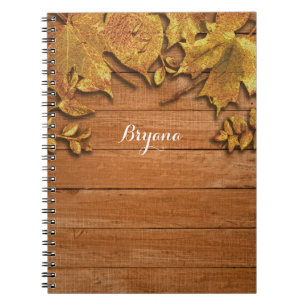 Fall Faux Gold Leaf Art Elegant Autumn Notebook