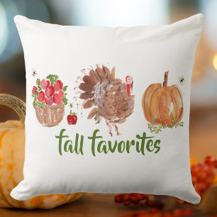 Fall Favorites Apples Pumpkin Turkey  Cushion