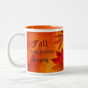 Fall Favourite Season Red Orange Leaves Two-Tone Coffee Mug