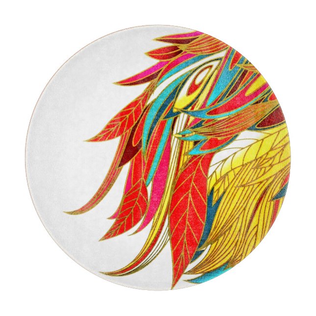 Fall Feather elegant colourful abstract art Cutting Board (Front)
