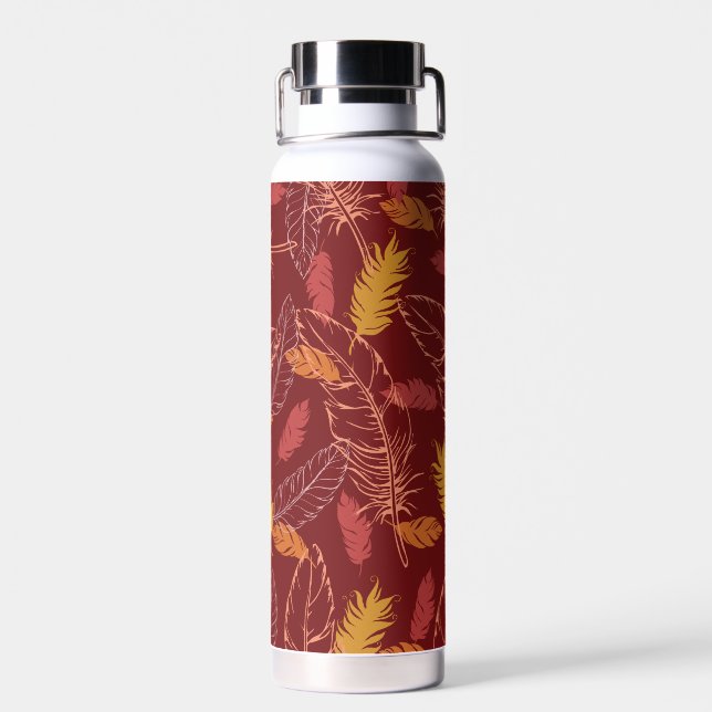 Fall Feathers White Water Bottle (Back)