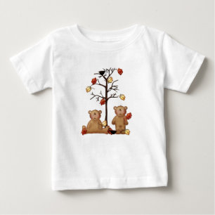 Fall Felt Teddy Bears Under A Tree Baby T-Shirt