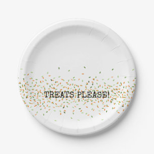 Fall Fest Halloween TREATS PLEASE Candy Sprinkles Paper Plate