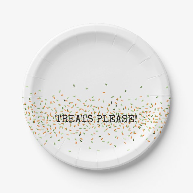 Fall Fest Halloween TREATS PLEASE Candy Sprinkles Paper Plate (Front)