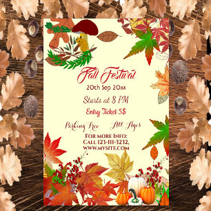 Fall Festival Autumn Colours Maple Leaves Pumpkins Poster