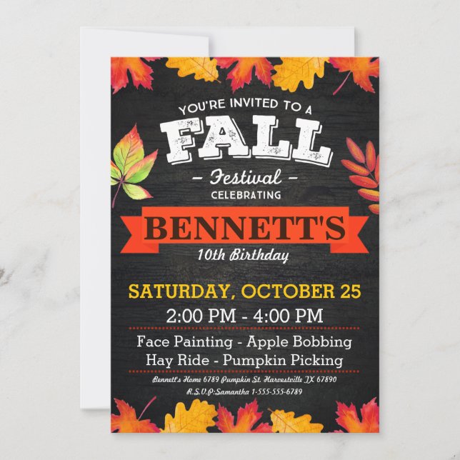 Fall Festival Birthday Party Invitation (Front)