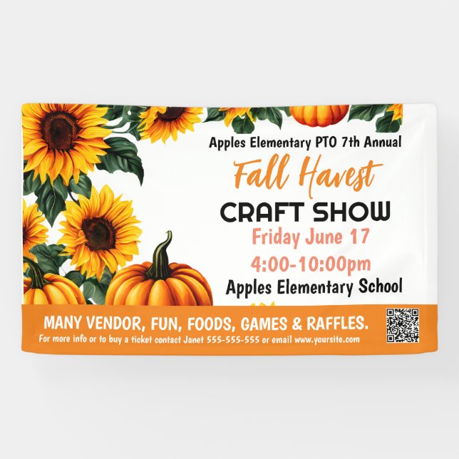 FALL FESTIVAL CRAFT SHOW PTO PTA Church Banner (Horizontal)