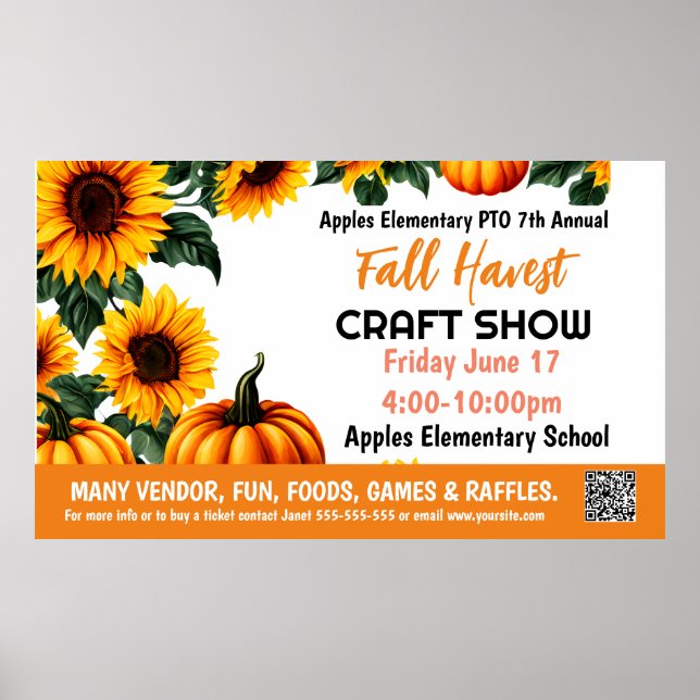 FALL FESTIVAL CRAFT SHOW PTO PTA Church Banner Poster (Front)