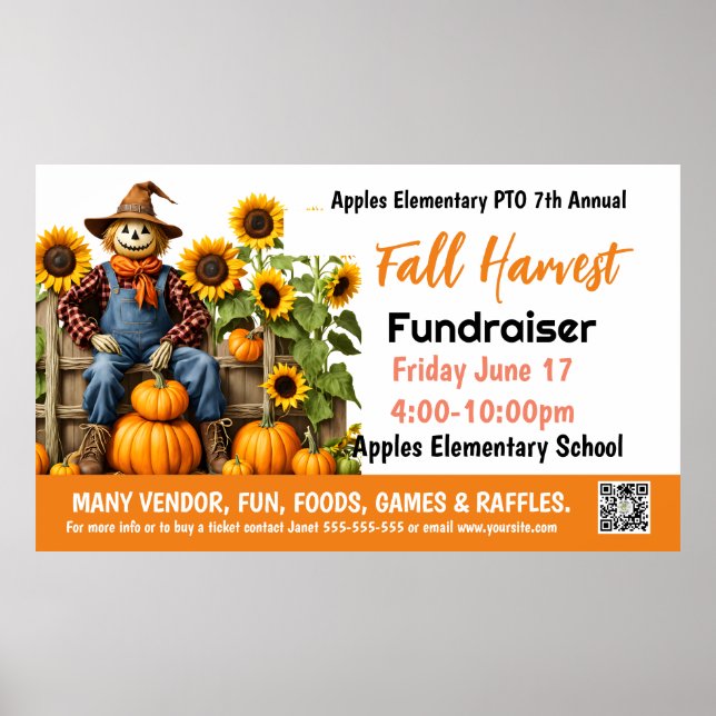 FALL FESTIVAL Fundraiser PTO PTA Church Banner Poster (Front)