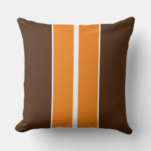 Fall Festival Orange Cocoa Brown Racing Stripes Cushion