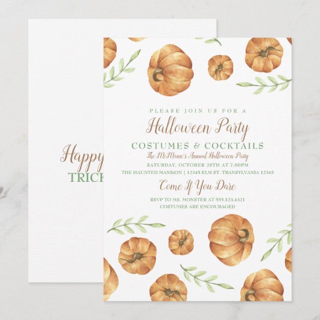 Fall Festival Pumpkin Invitation (Front/Back)