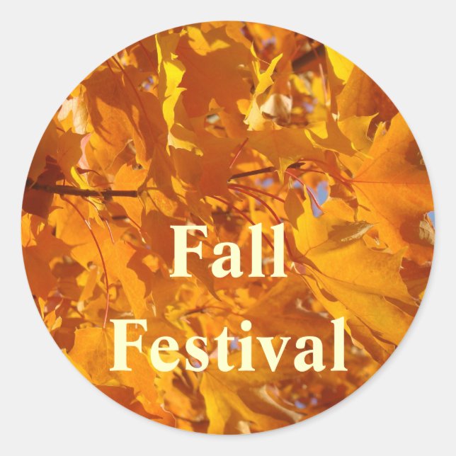 Fall Festival stickers Envelope seals Golden Leave (Front)