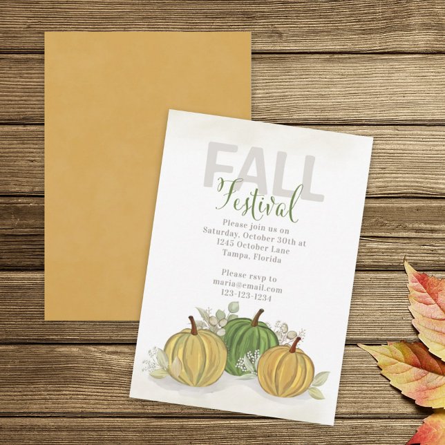 Fall Festival Watercolor Simple Pumpkin Gourd Invitation (Creator Uploaded)