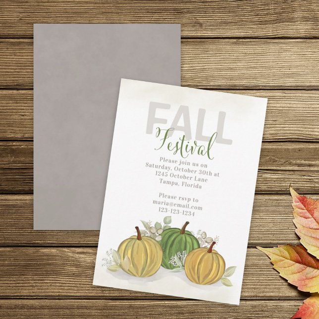 Fall Festival Watercolor Simple Pumpkin Gourd Invitation (Creator Uploaded)