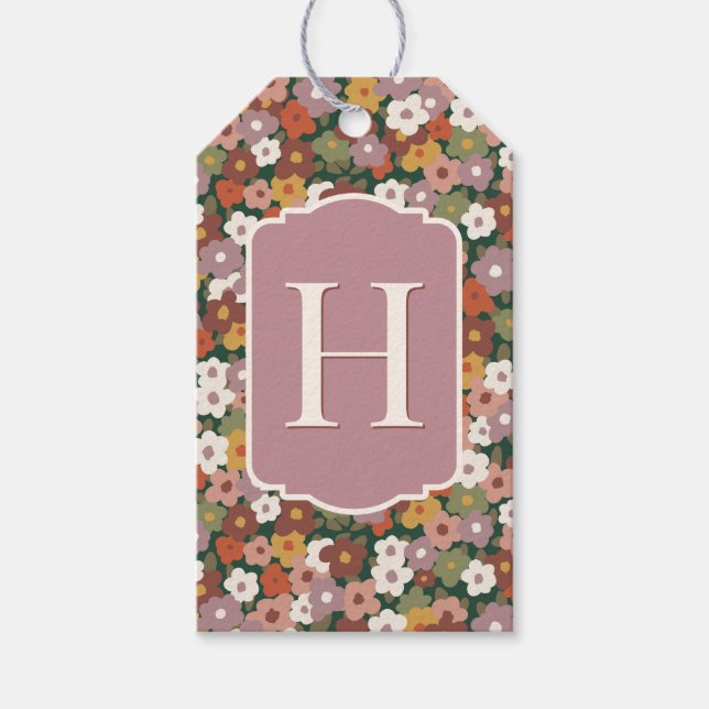 Fall Festive Flower Pattern Gift Tags (Front)