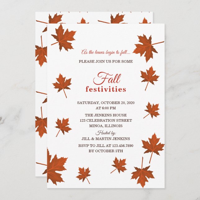 Fall Festivities Party Invitation (Front/Back)