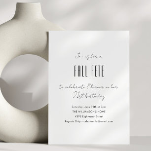 Fall Fête Minimalist 21st Birthday Party White Invitation