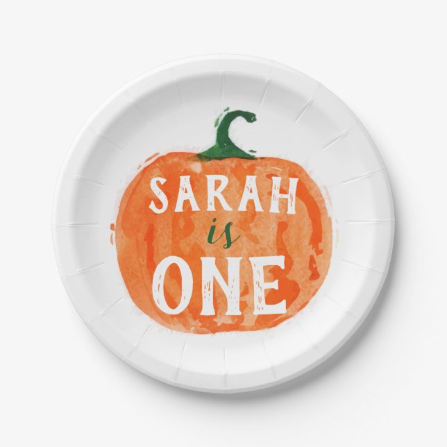 Fall First Birthday Pumpkin Paper Plate (Front)