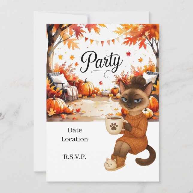 Fall Flannel & Fizz Friendsgiving Party  Invitation (Front)