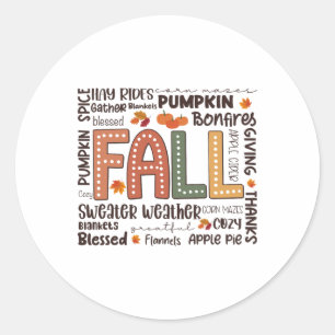 Fall Flannels Pumpkin Season Fall Vibes Autumn Tha Classic Round Sticker
