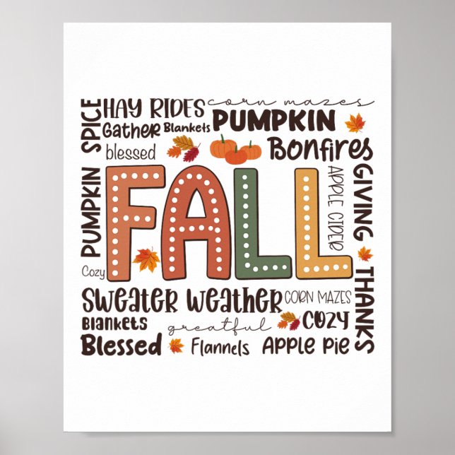 Fall Flannels Pumpkin Season Fall Vibes Autumn Tha Poster (Front)