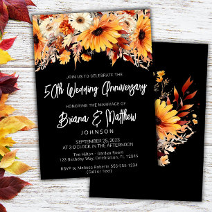 Fall Floral 50th Wedding Anniversary Invitation