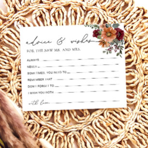 Fall Floral Advice and Wishes Bridal Shower Card